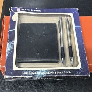 New in box, English Leather Wallet and Pen Set